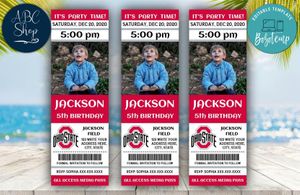 Printable Ohio State Buckeyes Birthday Ticket With Photo Invitation Instant Download