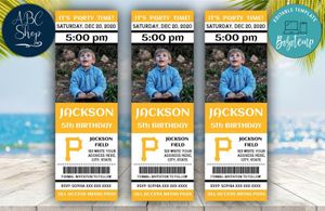 Pittsburgh Pirates Birthday Ticket With Photo Invitation Instant Download