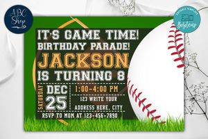 Editable Baseball Birthday Parade Invitation Instant Download