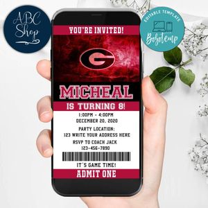 Electronic Georgia Bulldogs Electronic Invite Birthday Invitations DIY