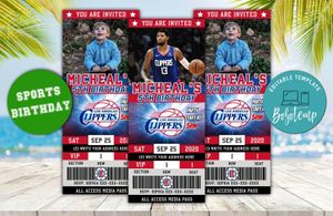 Editable Los Angeles Clippers Birthday Ticket Invite Instant Download