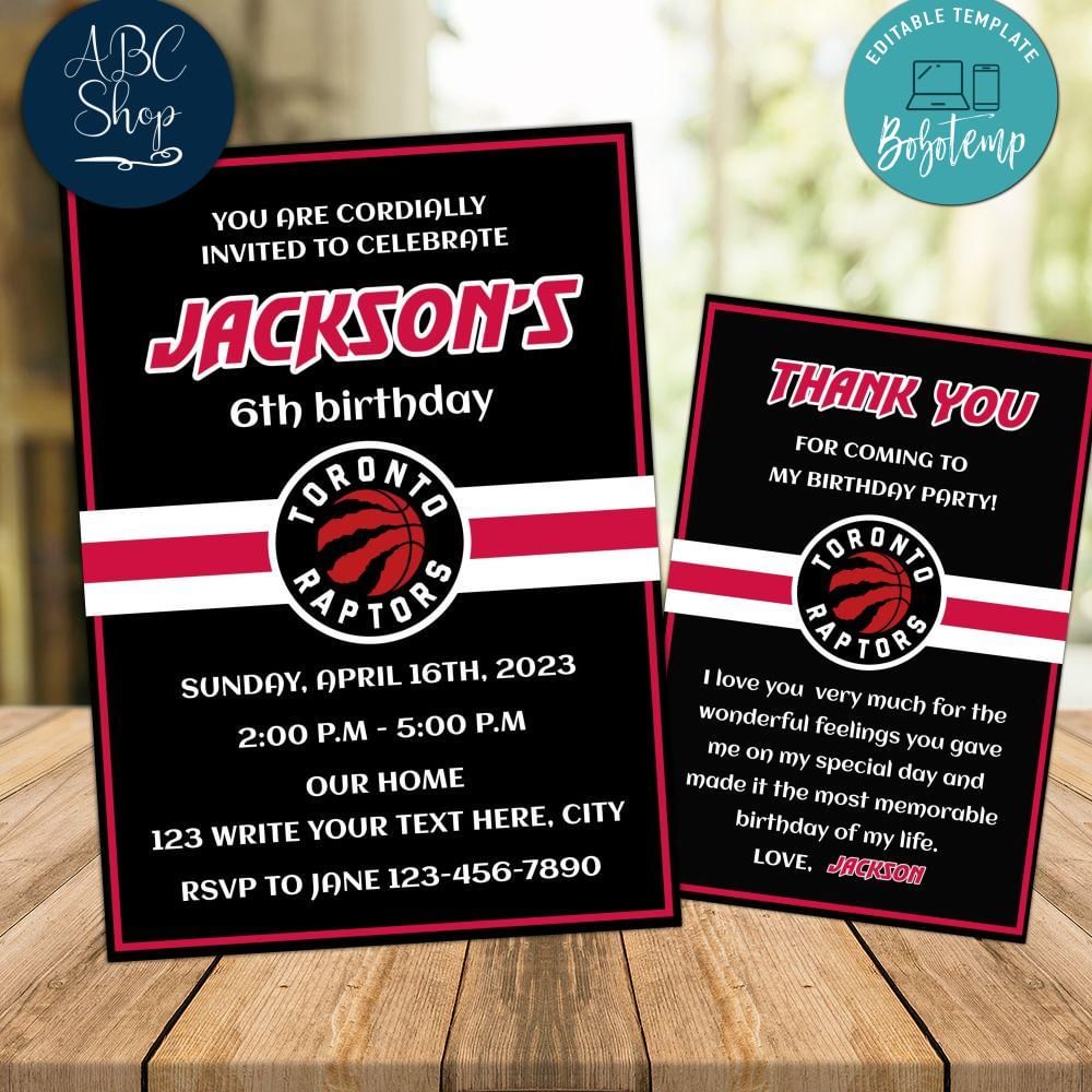 Toronto Raptors Party Invitations Instant Download | Bobotemp