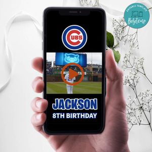 Chicago Cubs Birthday Video Invitation Digital Template Customizable Instant Download