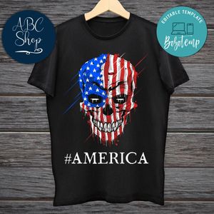 Printable America Fourth of July Skull Shirt Template Instant Download