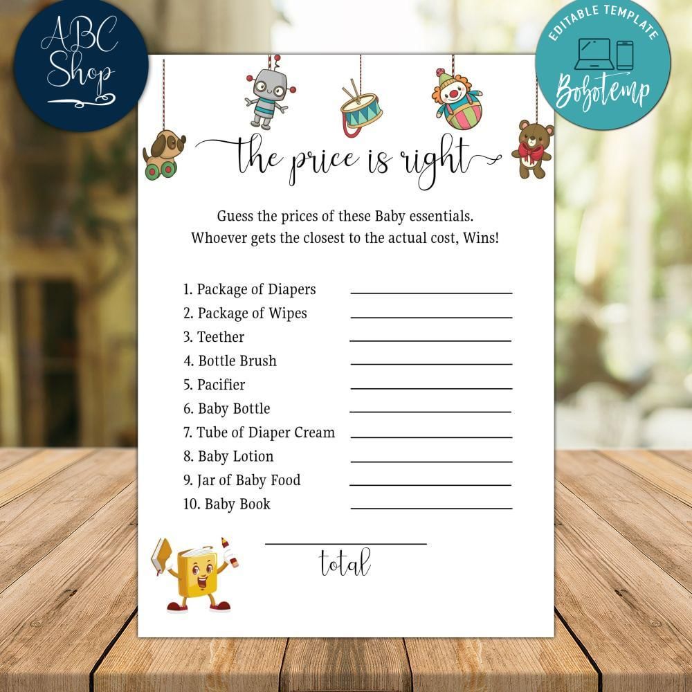 Price Is Right Baby Shower Game Instant Download | Bobotemp price-is-right-baby-shower-game-instant-download-bobotemp