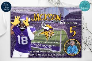 Minnesota Vikings Birthday Invitation Template to Print at Home Instant Download