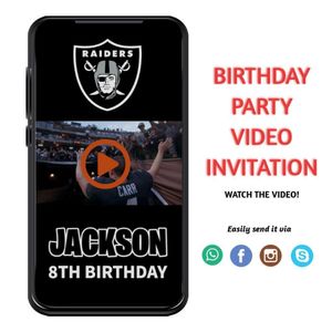 Las Vegas Raiders Birthday Video Invitation Digital Template Customizable Instant Download