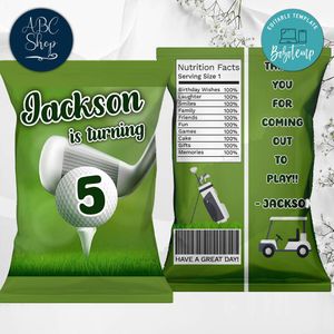 Printable Golf Birthday Chip Bags Instant Download