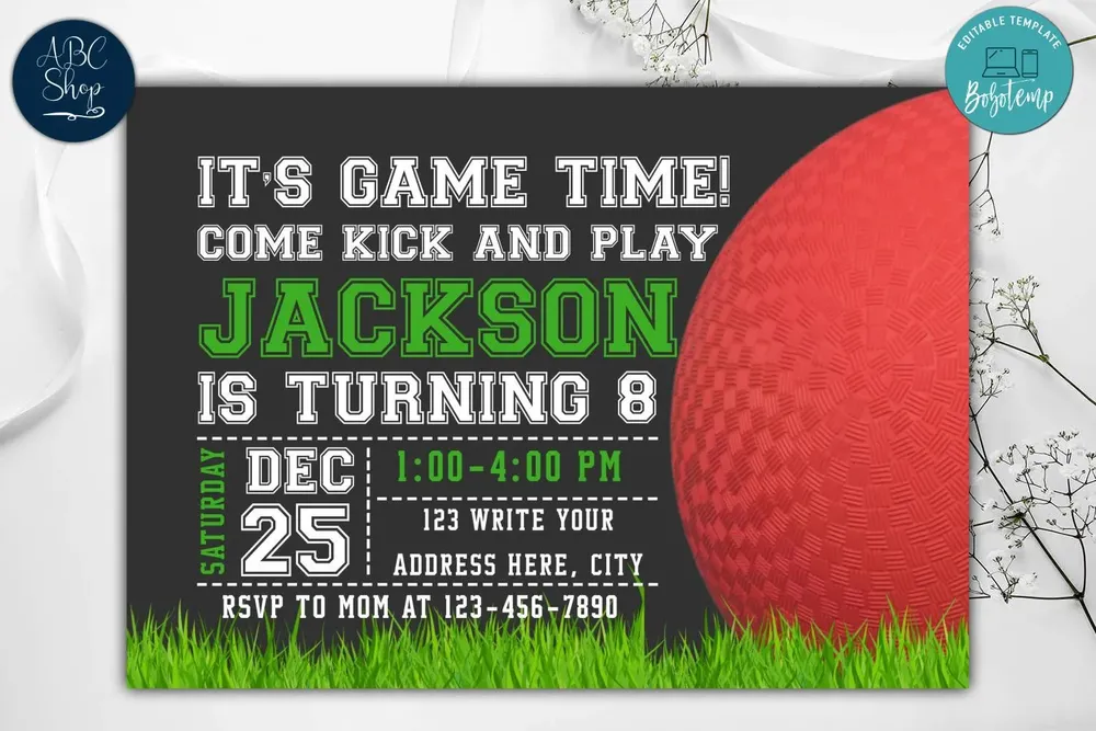 Kickball Birthday Invitation Instant Download | Bobotemp