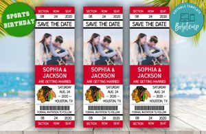 Editable Chicago Blackhawks Save The Date Wedding Engagement Announcement Ticket Invitation Instant Download