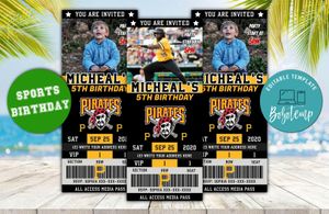 Pittsburgh Pirates Ticket Birthday Editable Templates Instant Download