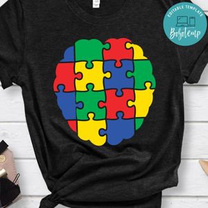 Autism Brain Puzzle Colorful Shirt