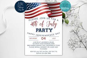 Printable 4th of July Birthday Party Invitations Instant Download