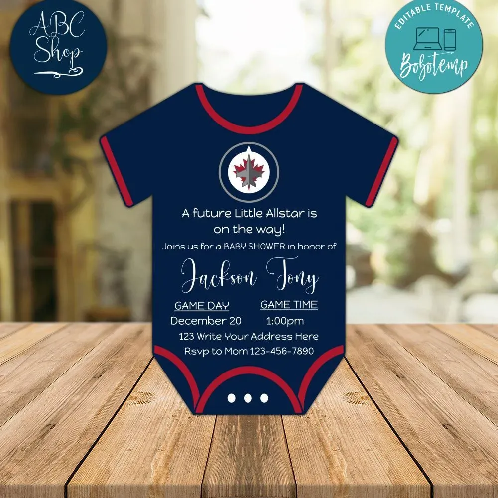 Winnipeg Jets Baby Shower Invitation Instant Download Bobotemp