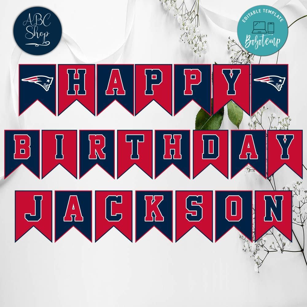 New England Patriots Birthday Banner Digital Files | Bobotemp