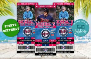Minnesota Twins Ticket Birthday Editable Template Instant Download