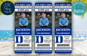 Printable Blue Devils Duke Birthday Ticket With Photo Invitation Instant Download