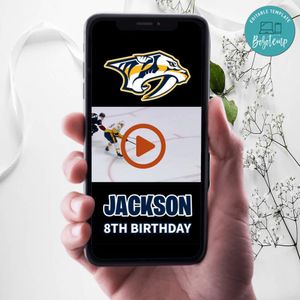 Nashville Predators Birthday Video Invitation Digital Template Customizable Instant Download