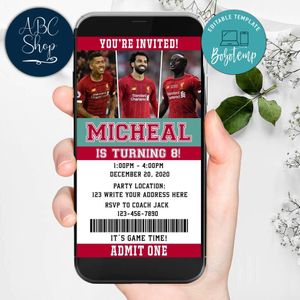 Electronic Liverpool Ticket Electronic Invite Birthday Invites Instant Download