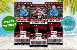 Editable Oklahoma Sooners Birthday Ticket Invitations Instant Download