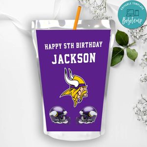 Minnesota Vikings Birthday Capri Sun Juice Label Instant Download