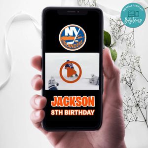 New York Islanders Birthday Video Invitation Digital Template Customizable Instant Download