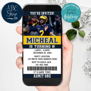 Electronic Michigan Wolverines Electronic Invite Birthday Flyer Instant Download