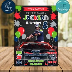 Russell Wilson Seattle Seahawks Drive By Birthday Parade Invitation Printable Instant Download