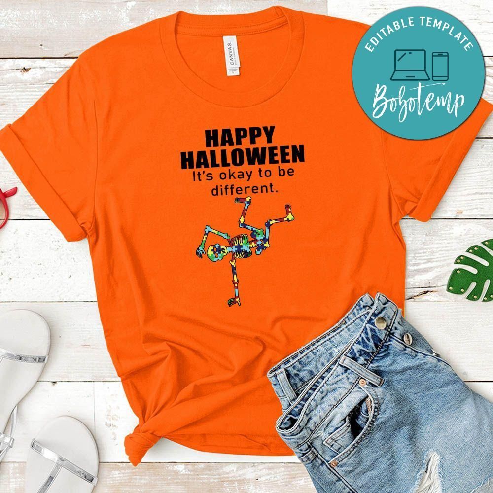 Halloween Autism Awareness Skeleton Shirt