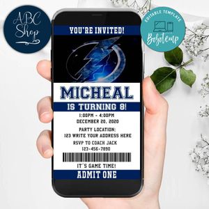 Electronic Tampa Bay Lightning Birthday Invitation Instant Download
