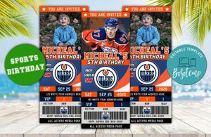 Editable Edmonton Oilers Birthday Ticket Invites Instant Download
