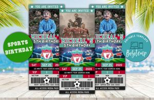 Liverpool FC Ticket Birthday Editable Template Digital File