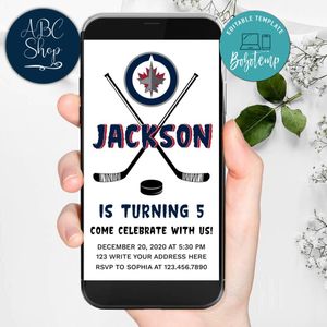Electronic Winnipeg Jets Electronic Invite Birthday Flyer Template Instant Download