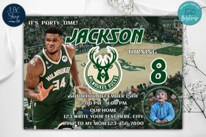 Milwaukee Bucks Birthday Invitation Template to Print at Home Instant Download