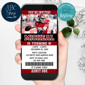 Electronic San Francisco 49ers Electronic Invite Birthday Invitation DIY