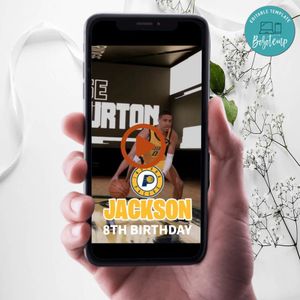 Indiana Pacers Birthday Video Invitation Digital Template Customizable Instant Download