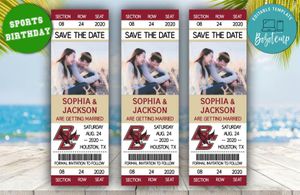 Editable Boston College Eagles Basketball Save The Date Wedding Engagement Announcement Ticket Invitation Instant Download