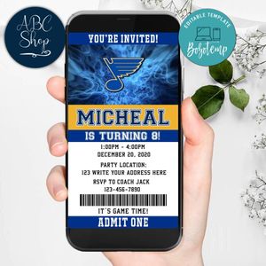 Electronic St Louis Blues Electronic Invite Birthday Invites Instant Download