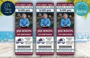 Colorado Avalanche Birthday Ticket With Photo Invitation Instant Download