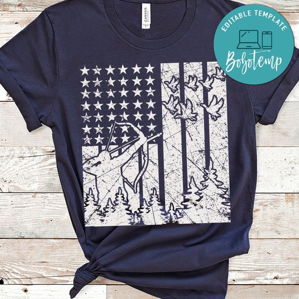 Hunting With American Flag Shhirt