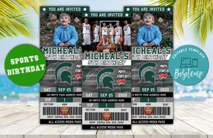 Michigan State Spartans Basketball Ticket Birthday Editable Templates Instant Download