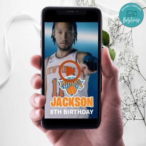 New York Knicks Birthday Video Invitation Digital Template Customizable Instant Download