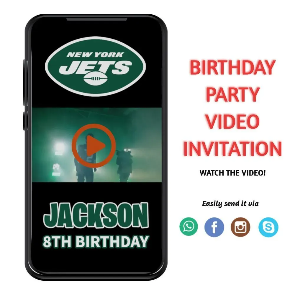 New York Jets Invitation Digital Template Instant Download Bobotemp