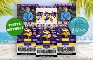 Minnesota Vikings Party Ticket Invites Instant Download