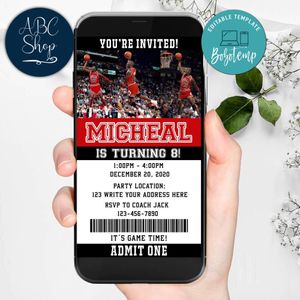 Electronic Jordan Ticket Electronic Invite Birthday Invitations DIY