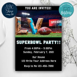 Printable Superbowl 2021 Party Invites Instant Download