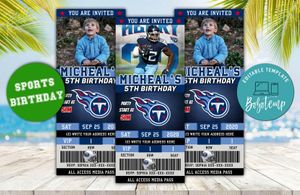 Tennessee Titans Ticket Birthday Editable Template Instant Download