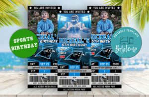 Carolina Panthers Ticket Birthday Editable Templates Instant Download