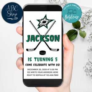 Electronic Dallas Stars Electronic Invite Birthday Invitation Template Instant Download