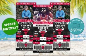 Chicago Bulls Ticket Birthday Editable Templates DIY